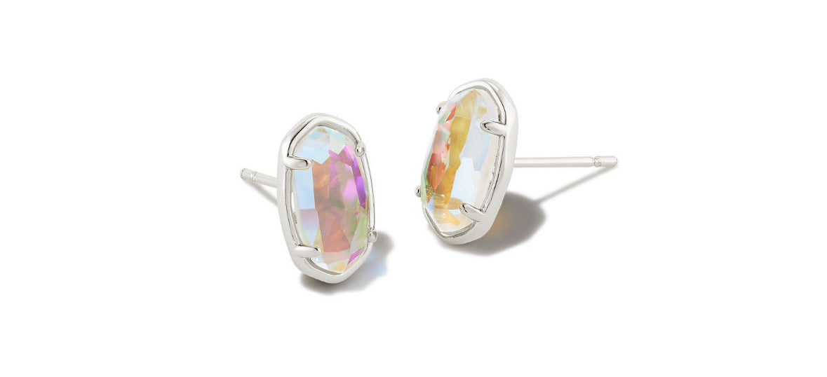 Kendra Scott Grayson Stone Stud Earrings – Silver Dichroic Glass