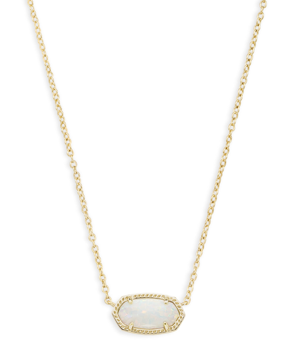 Elisa Short Pendant Necklace – Gold & White Opal