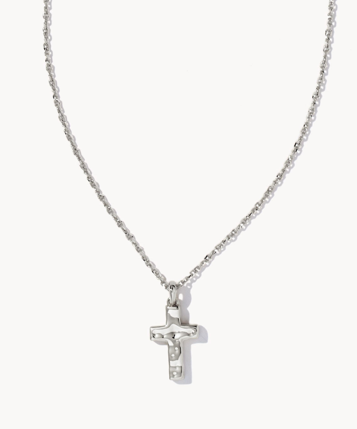 Cross Pendant Necklace – Rhodium White Opal