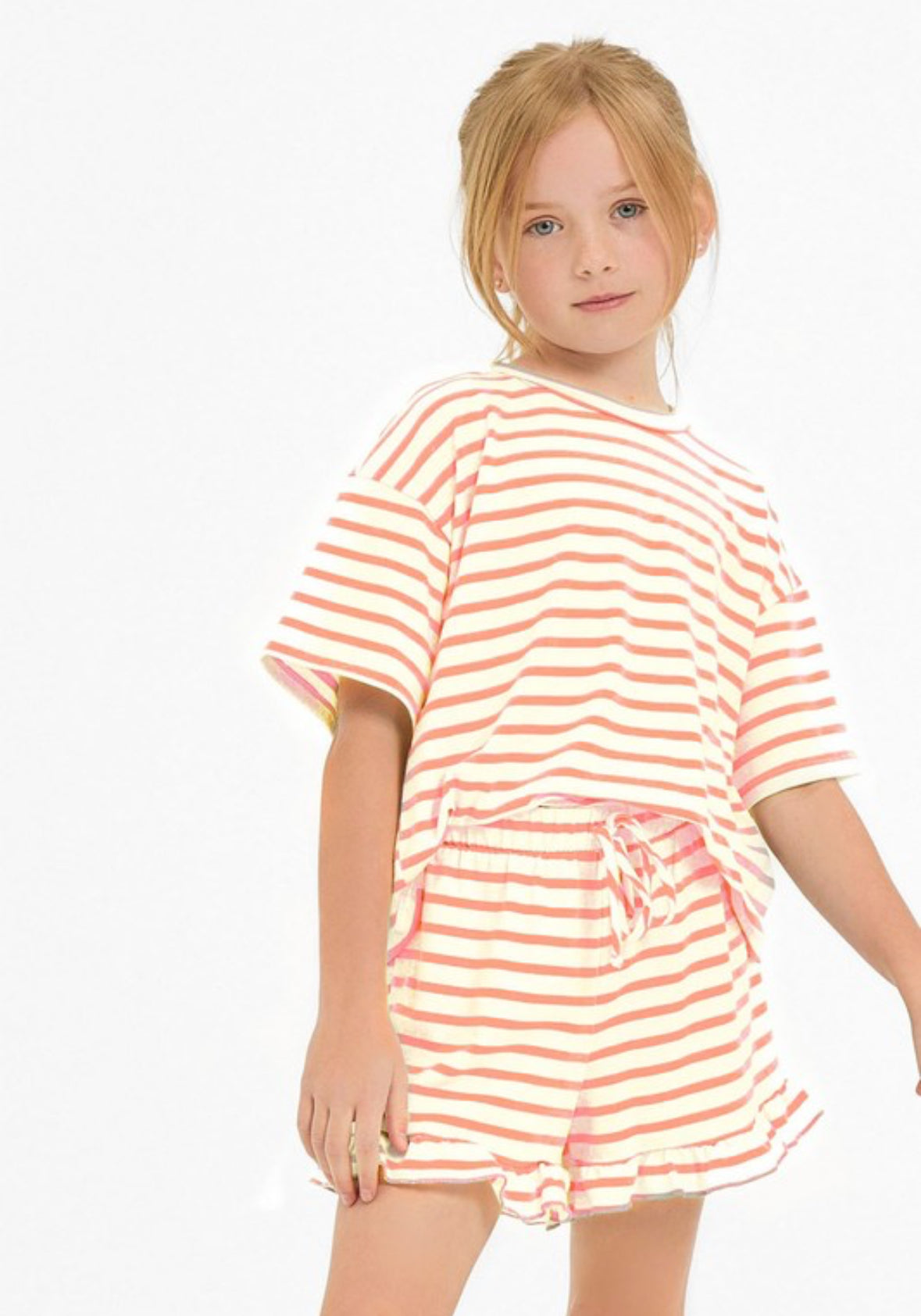 Coral Striped Kids Set