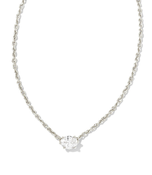 Cailin Crystal Pendant Necklace – Rhodium & White CZ