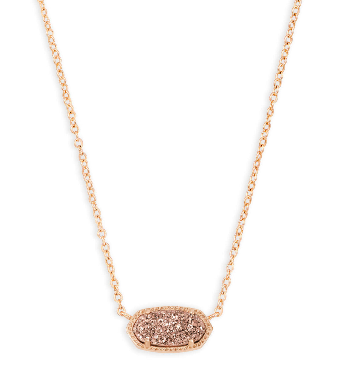 Elisa Short Pendant Necklace – Rose Gold & Rose Gold Drusy