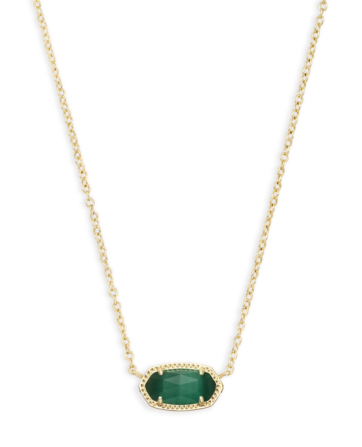 Elisa Short Pendant Necklace – Gold & Emerald Cat’s Eye