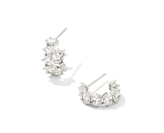 Cailin Crystal Huggie Earrings – Rhodium & White CZ
