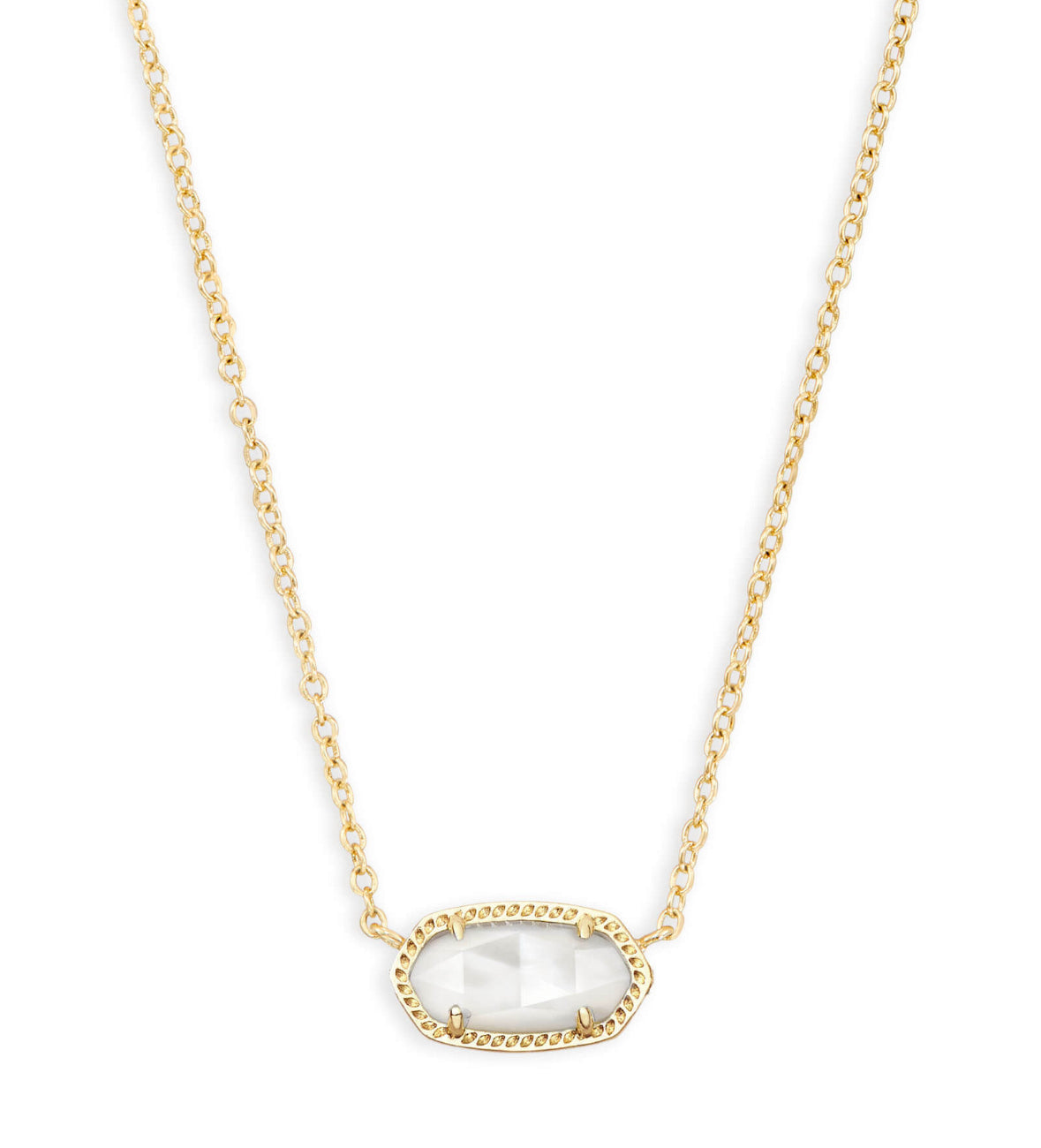 Elisa Short Pendant Necklace – Gold & Ivory Mother of Pearl