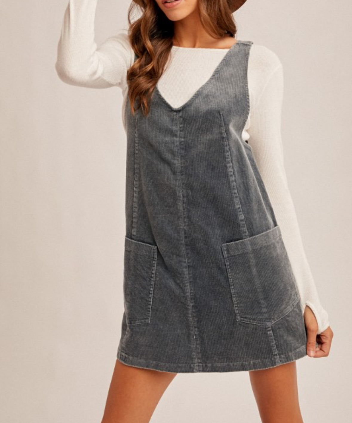 Snow Wash Corduroy Pinafore Overall Dress