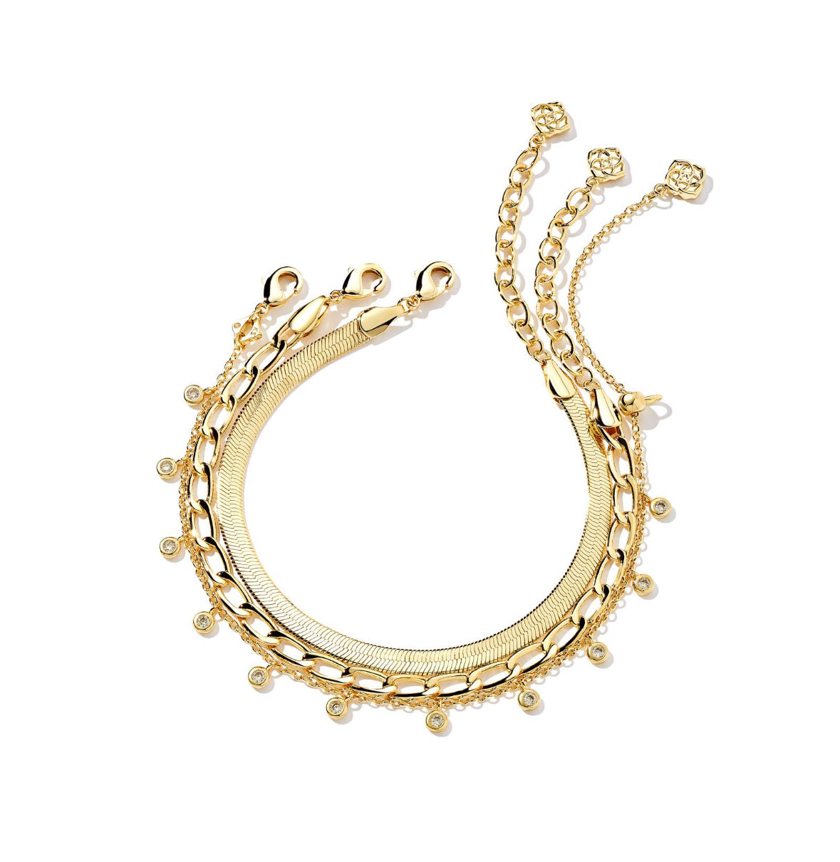 KASSIE SET OF 3 CHAIN BRACELET GOLD METAL