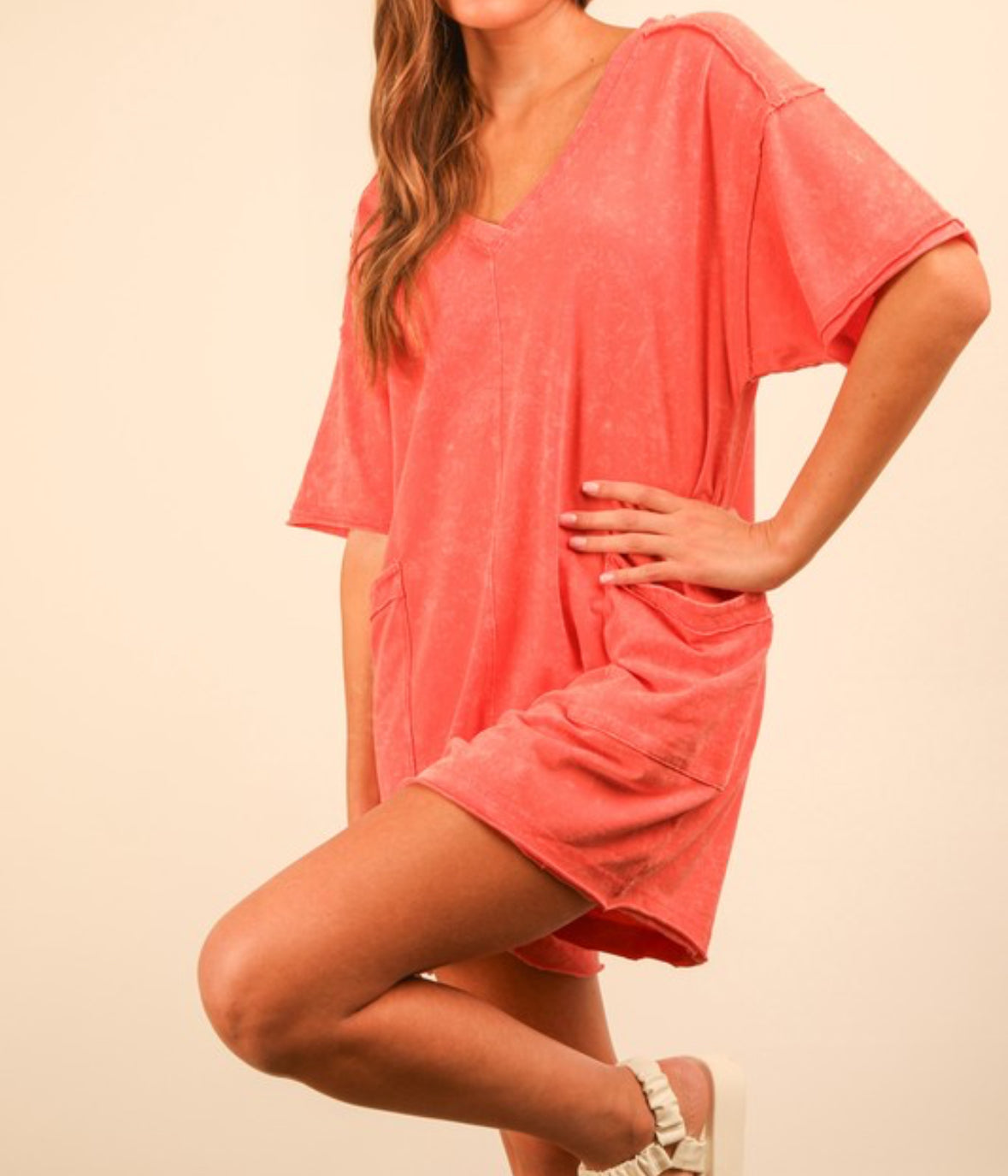 Very J Oversized Mineral Wash Romper
