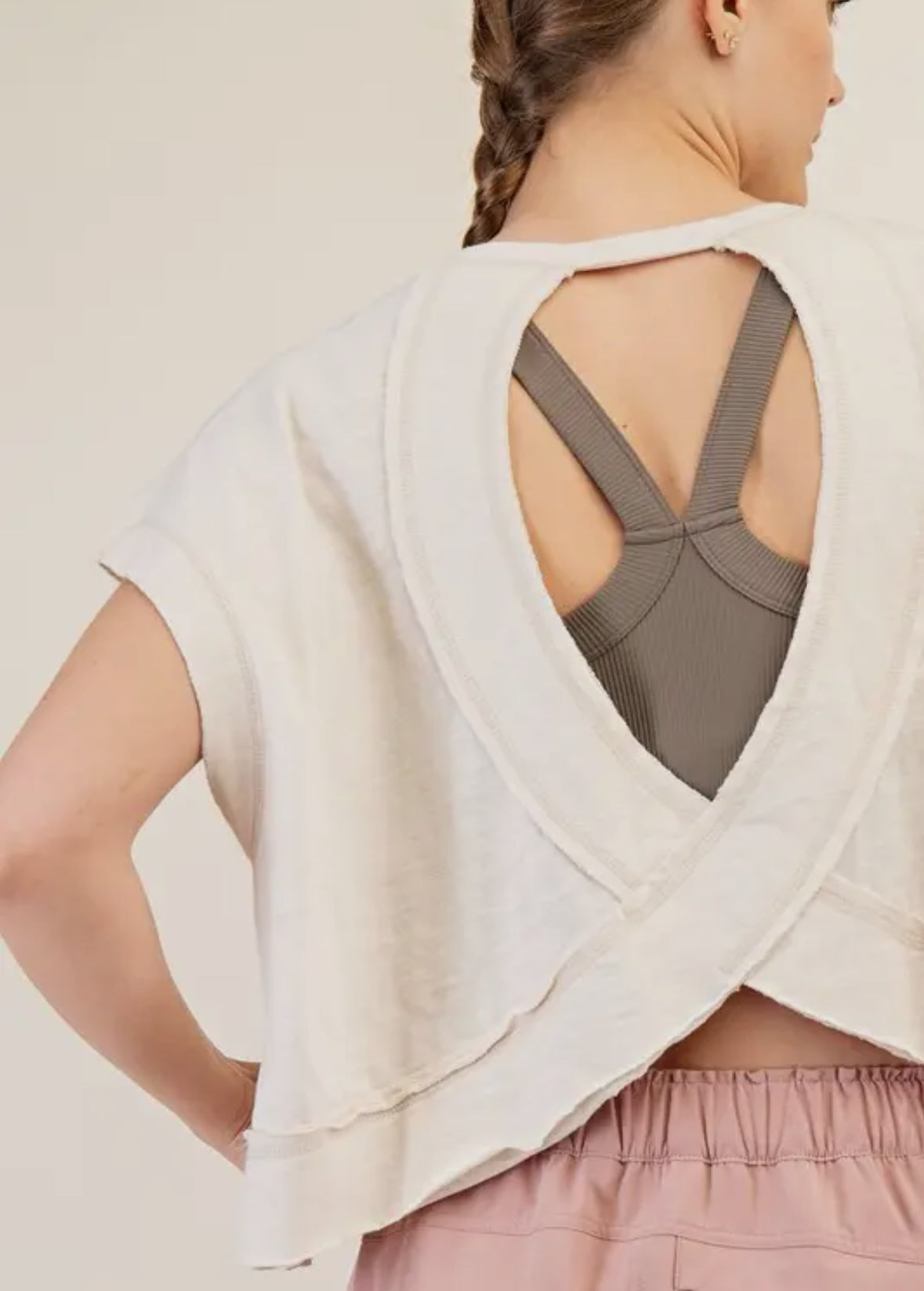 Sand Beige Open Back Top
