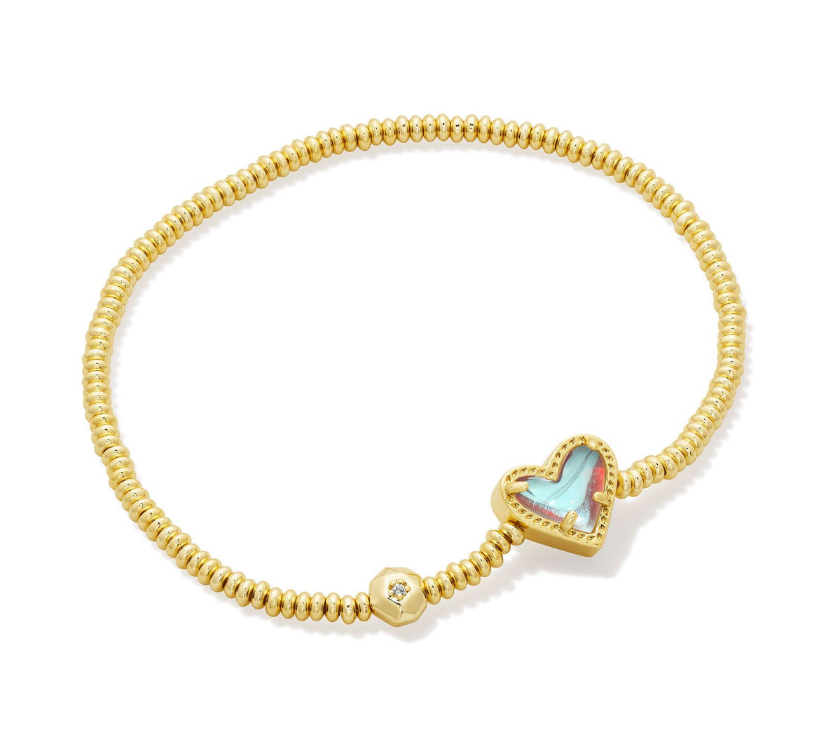ARI HEART STRETCH BRACELET GOLD DICHROIC GLASS