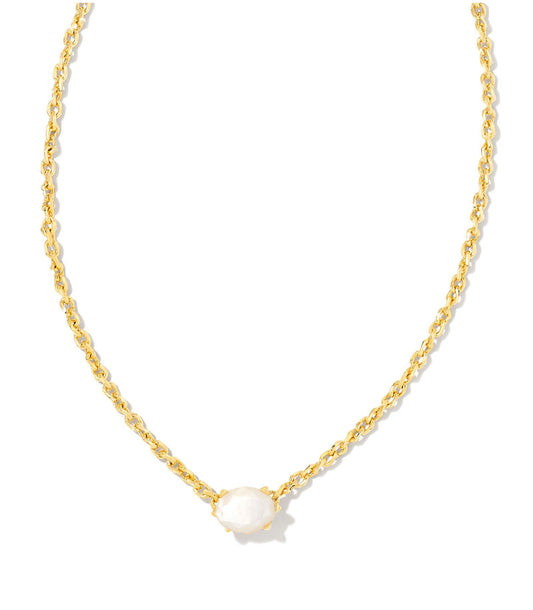 Cailin Crystal Pendant Necklace – Gold Ivory Mother of Pearl