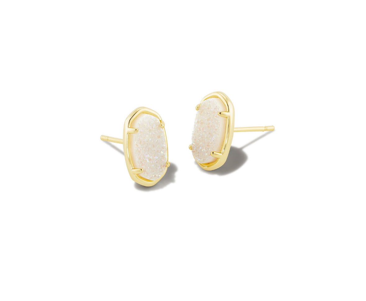Kendra Scott Grayson Stone Stud Earrings – Gold Iridescent Drusy