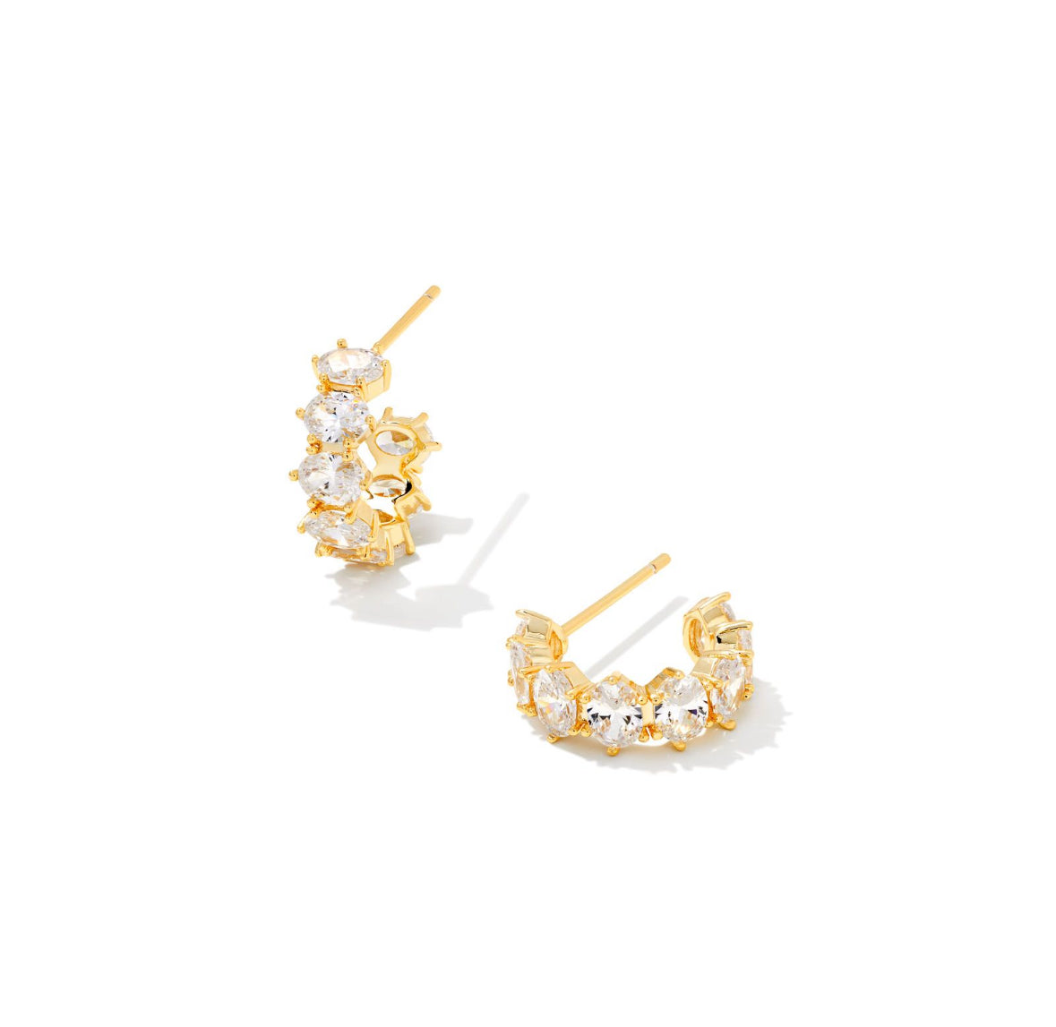 Kendra Scott Cailin Crystal Huggie Earrings – Gold White CZ