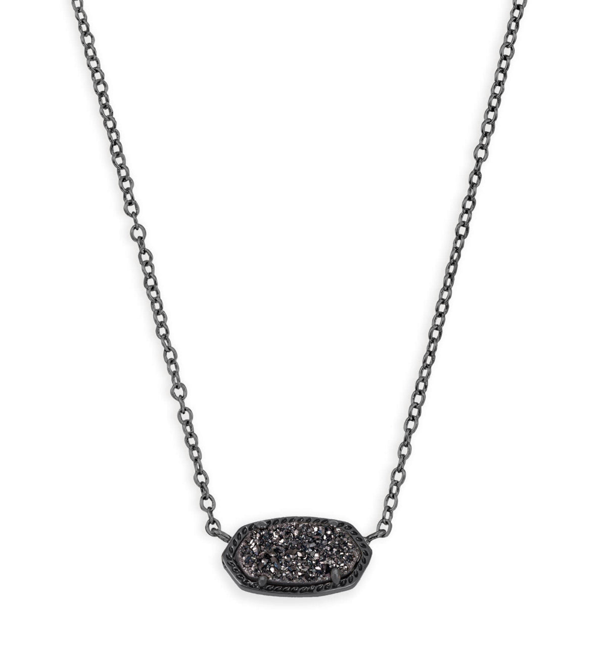 Elisa Short Pendant Necklace – Gunmetal & Black Drusy