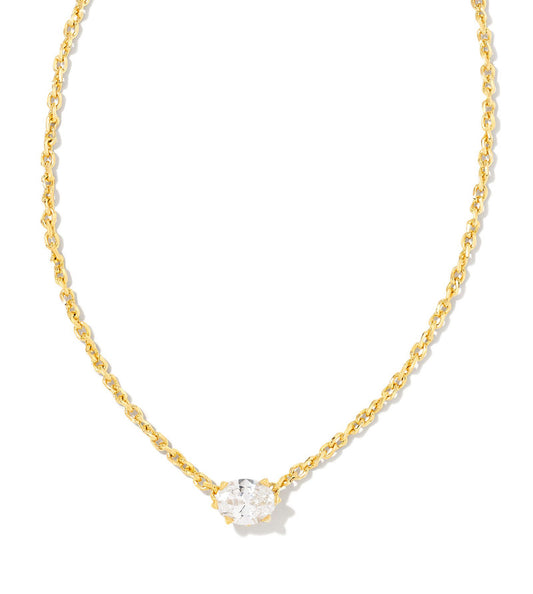 Cailin Crystal Pendant Necklace – Gold Metal White CZ