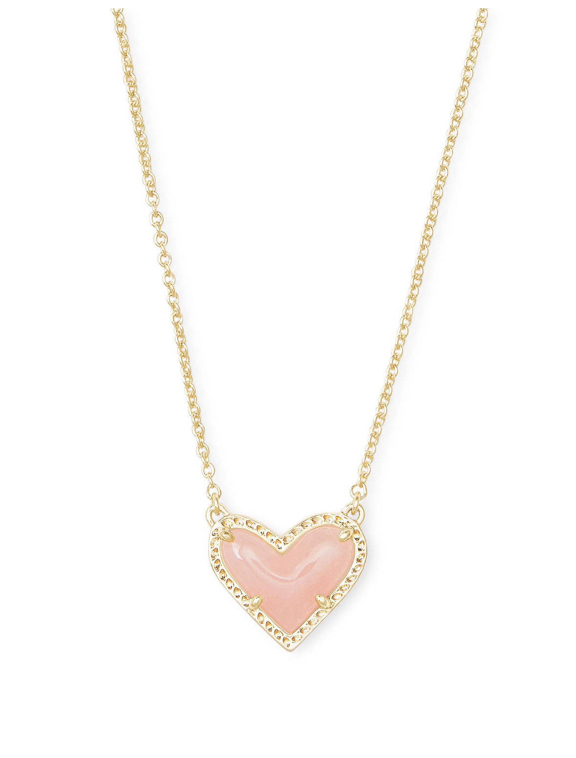 Ari Heart Short Pendant Necklace – Gold & Rose Quartz