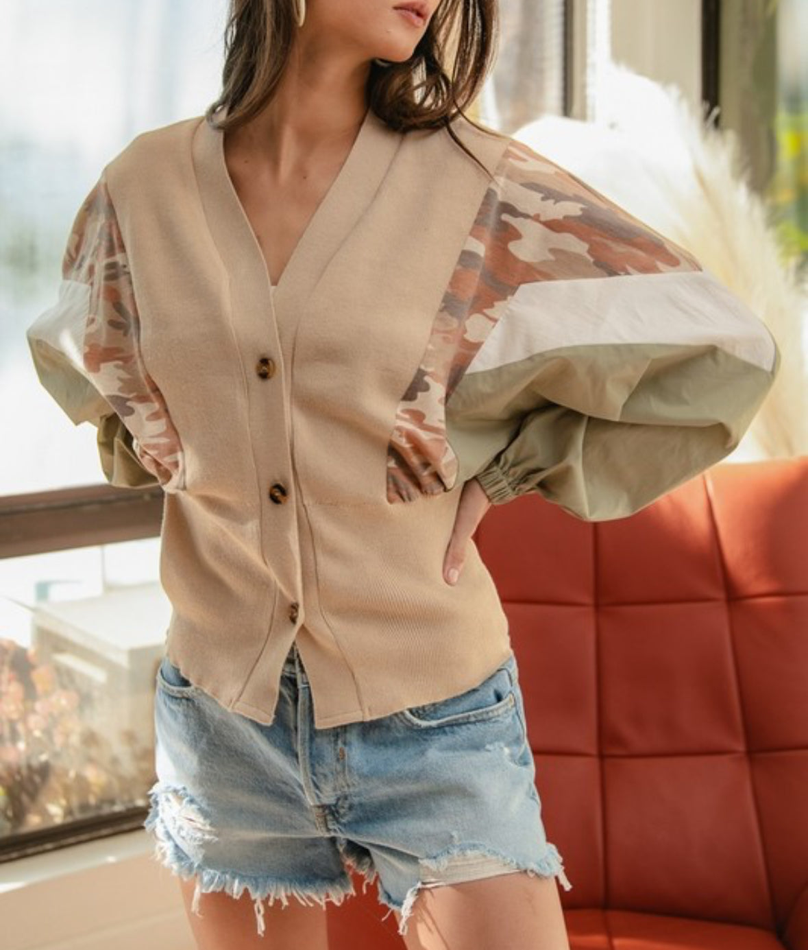 BiBi Mix Match Camo Print Sweater