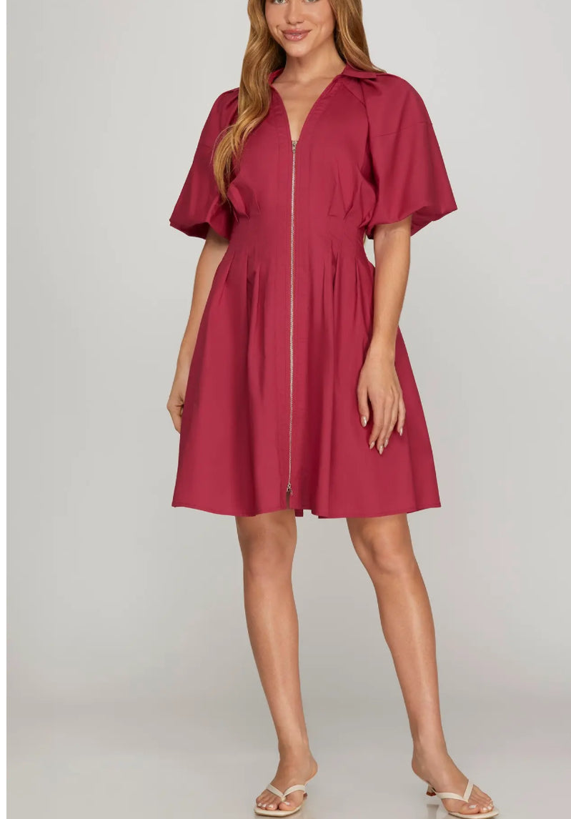 Berry Zip Up Dress