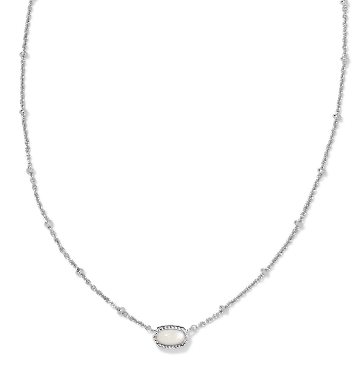 Mini Elisa Satellite Short Pendant Necklace – Silver & Ivory Mother of Pearl