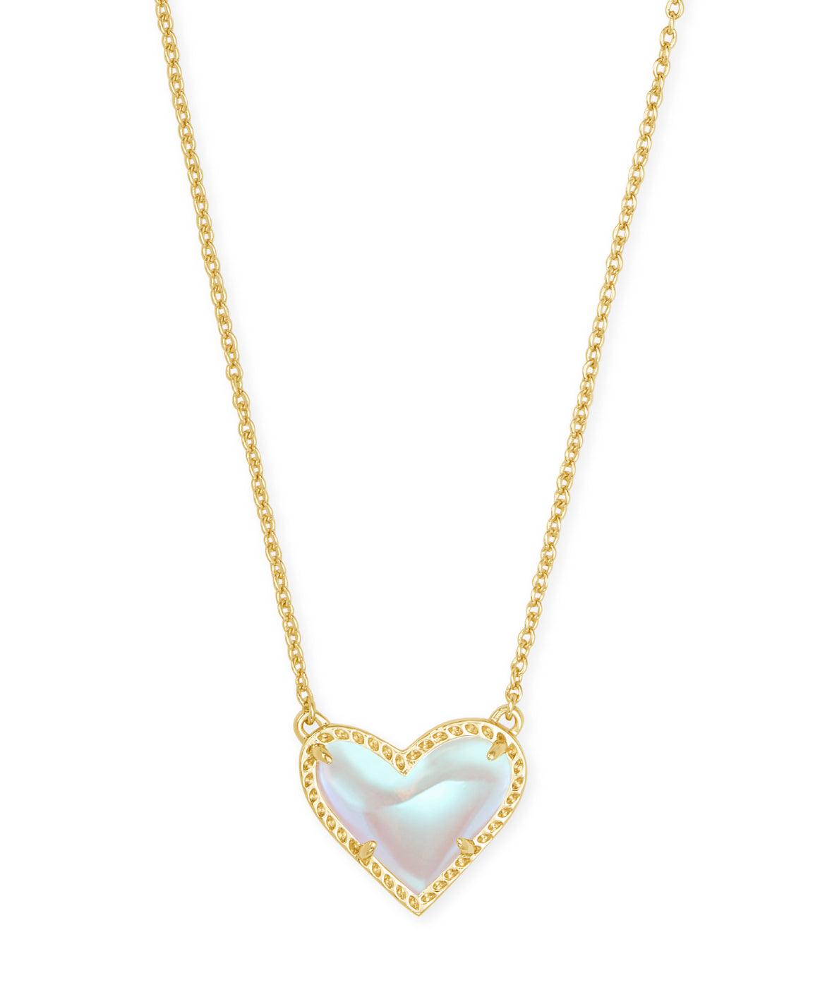Ari Heart Short Pendant Necklace – Gold & Dichroic Glass