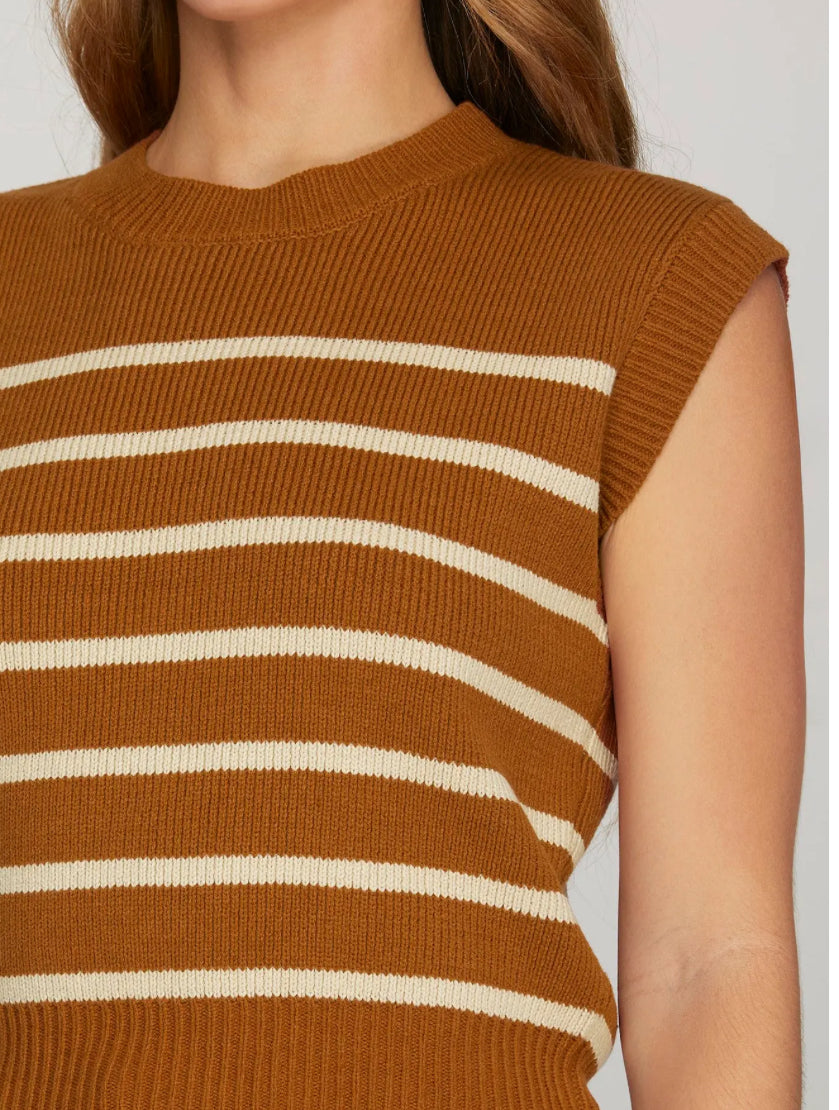 Brown And Cream Striped Sweater