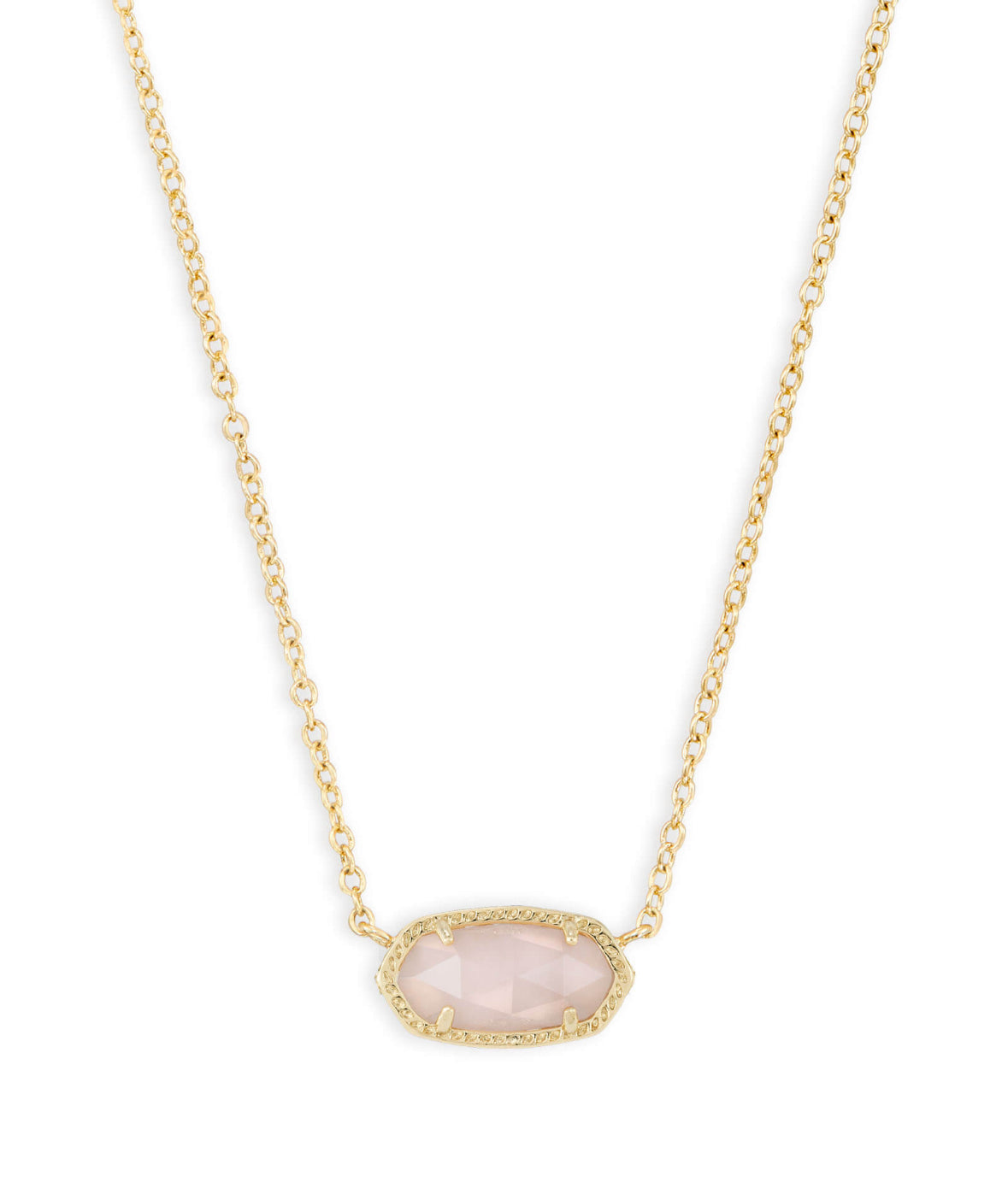 Elisa Short Pendant Necklace – Gold & Rose Quartz