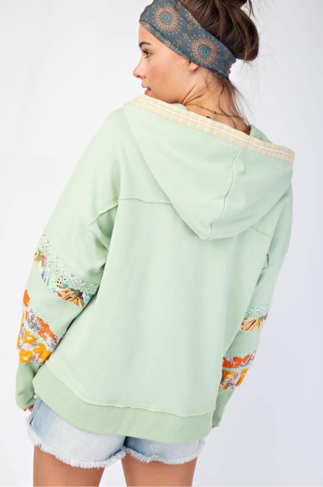 Easel Mint Floral Hoodie