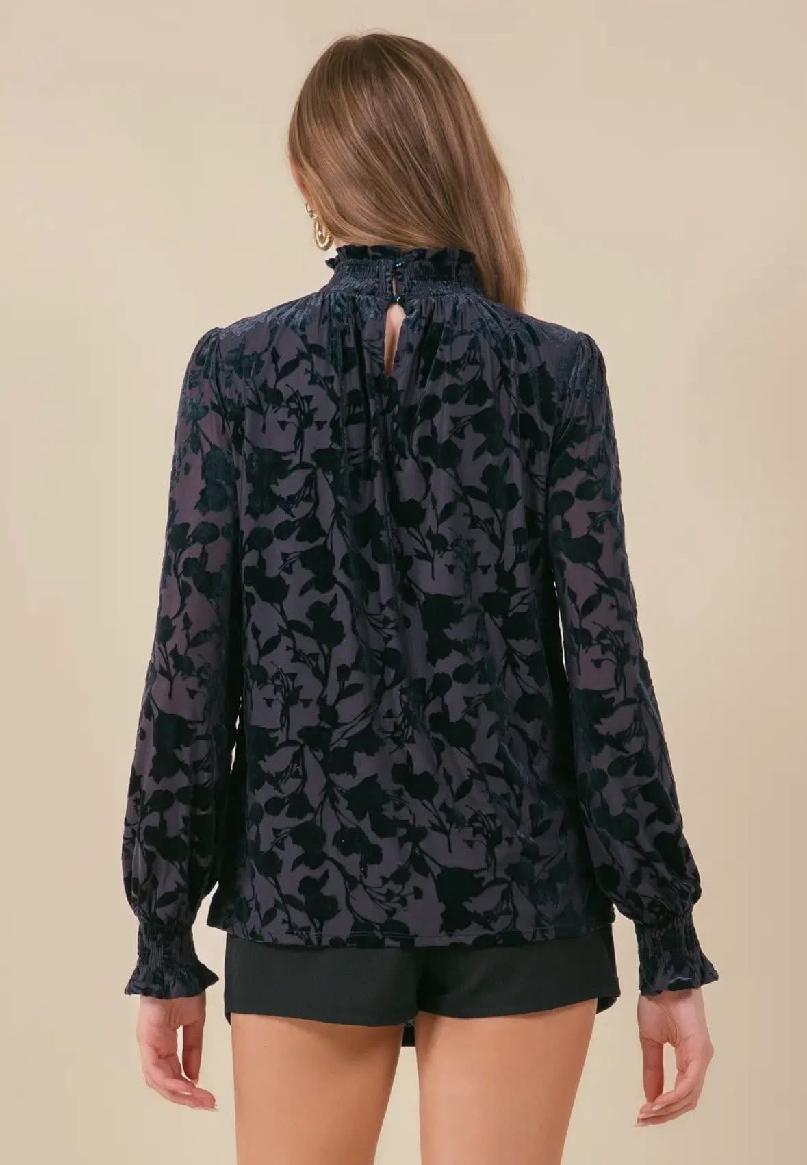 Black Velvet Long Sleeve Top
