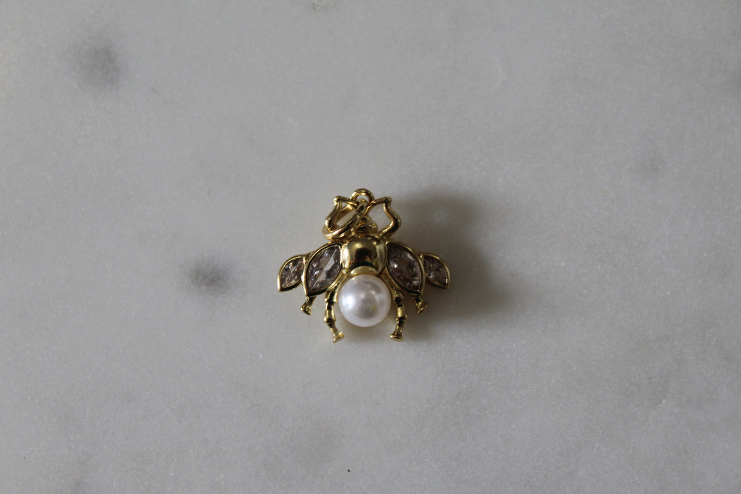 Gold Bee With Pearl