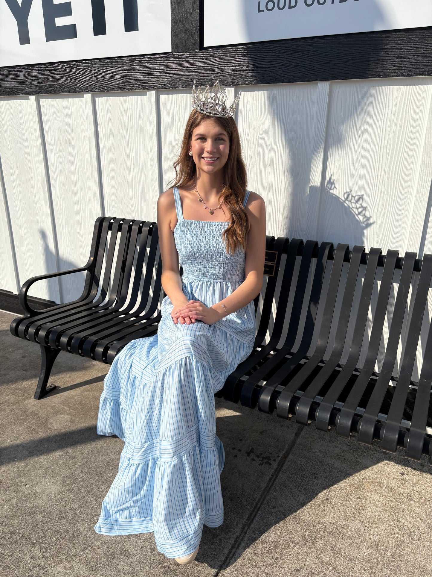 Blue And White Striped Maxi Dress