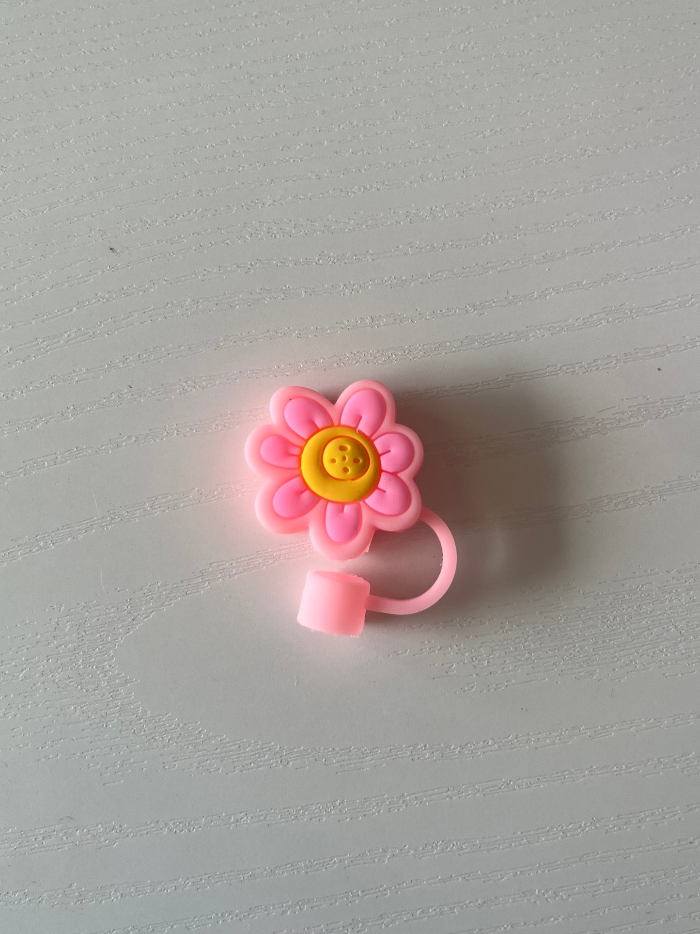 Pink Flower Straw Toppers