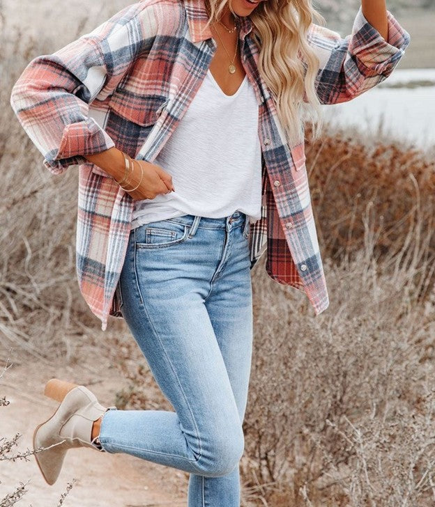 Pretty In Pink Flannel Shacket