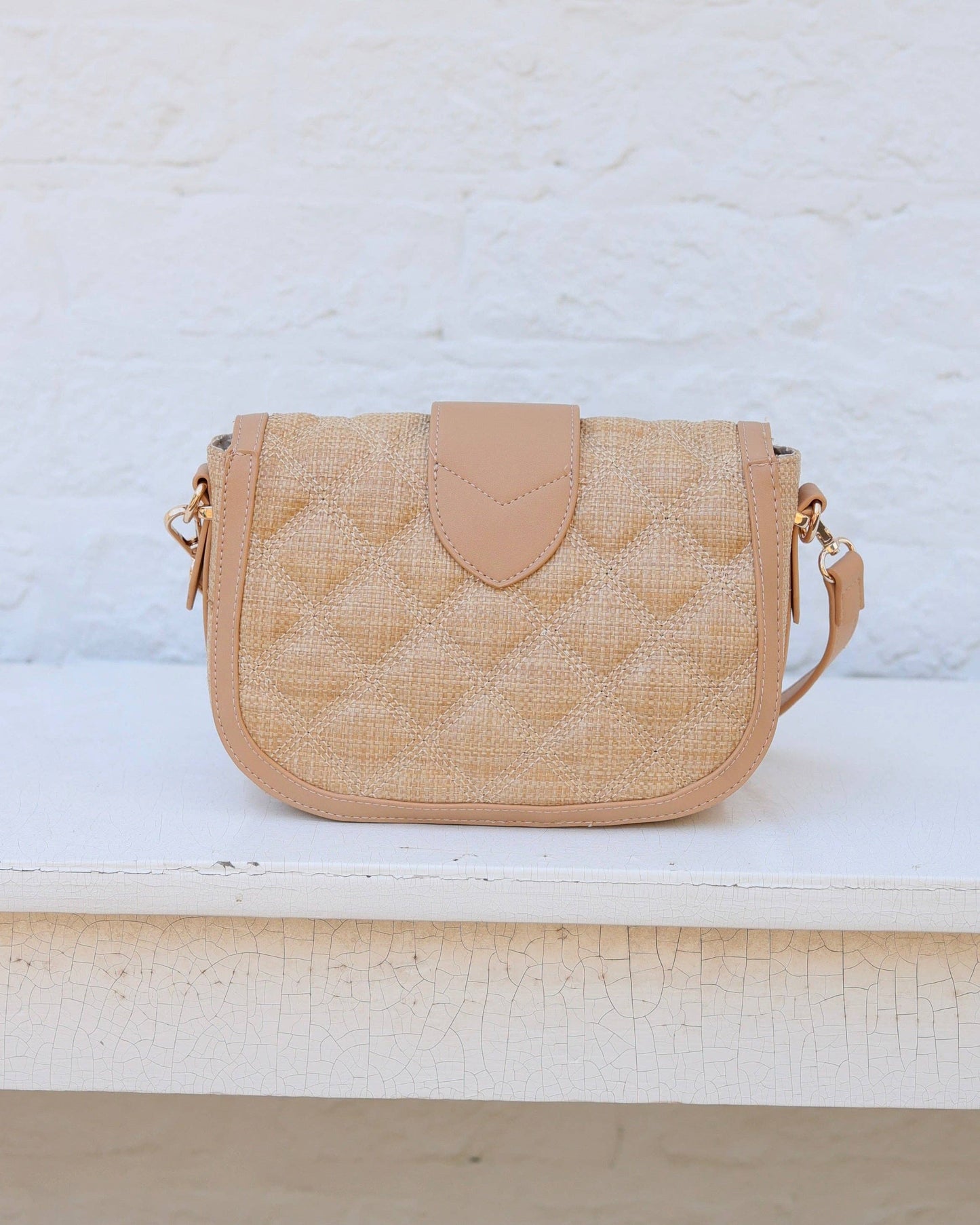 Griffin Crossbody Bag Woven Tan: Default