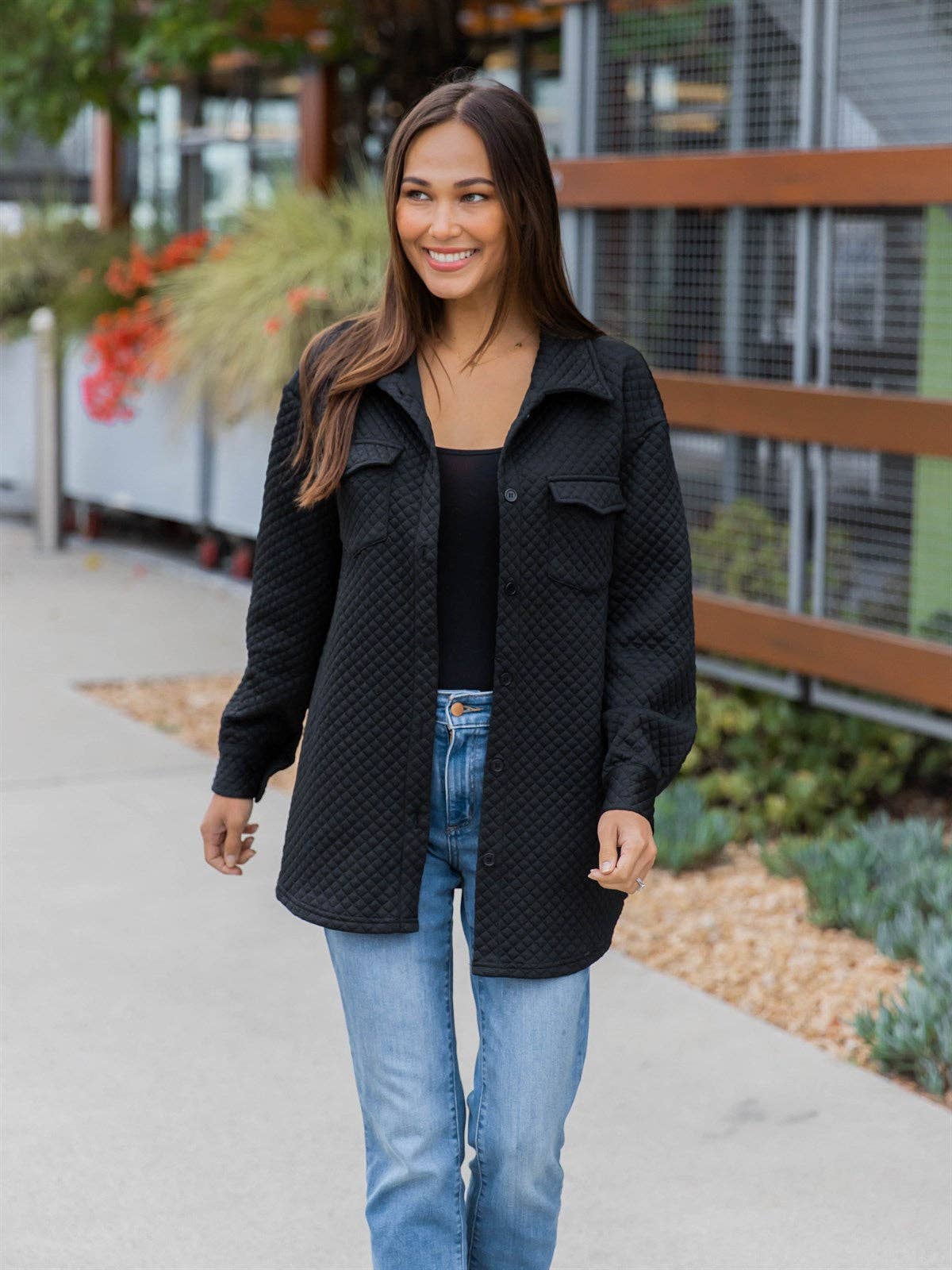 Quilted Shacket: Dark Red / Medium