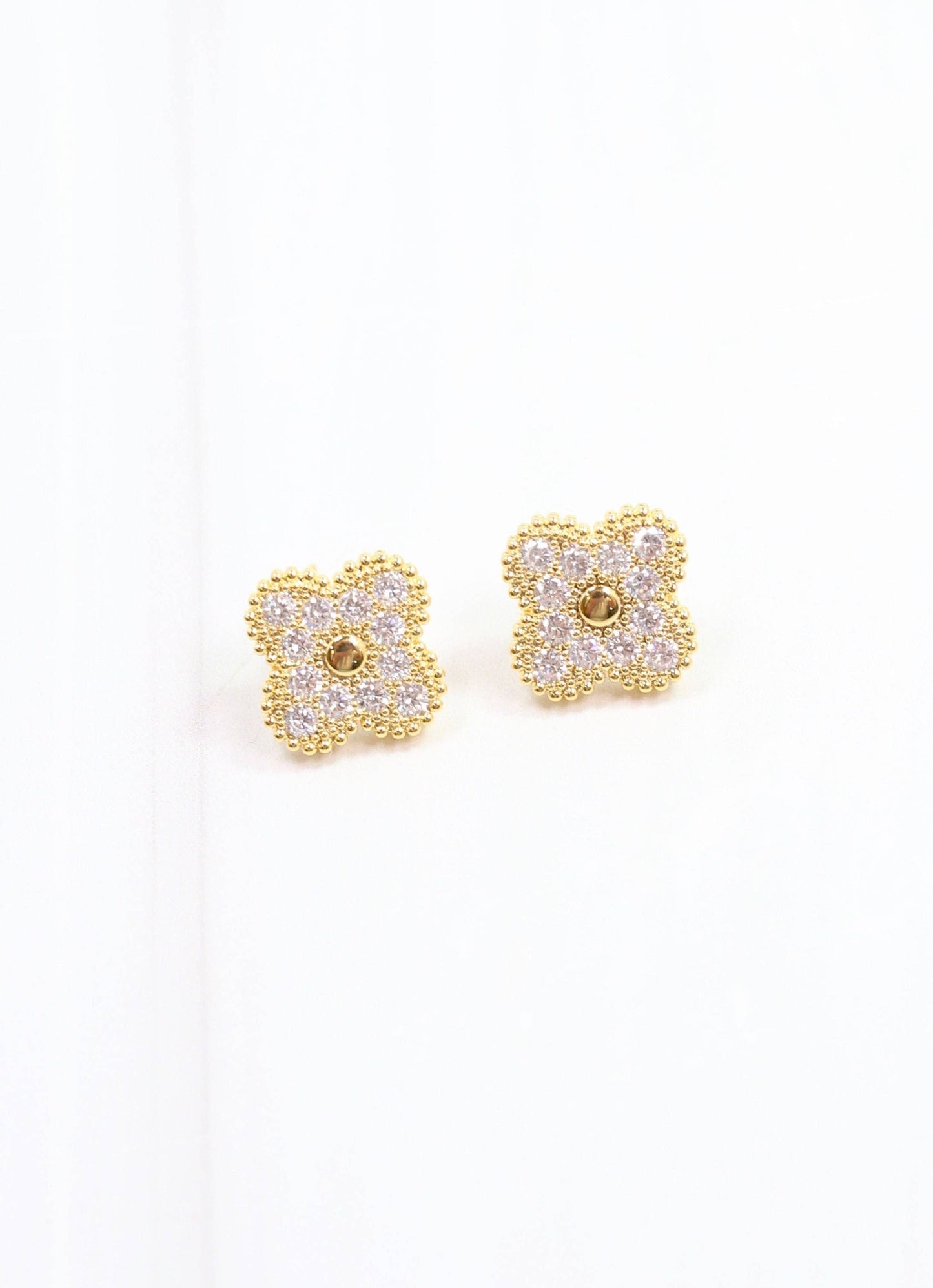 Edner CZ Clover Earring Gold: Default