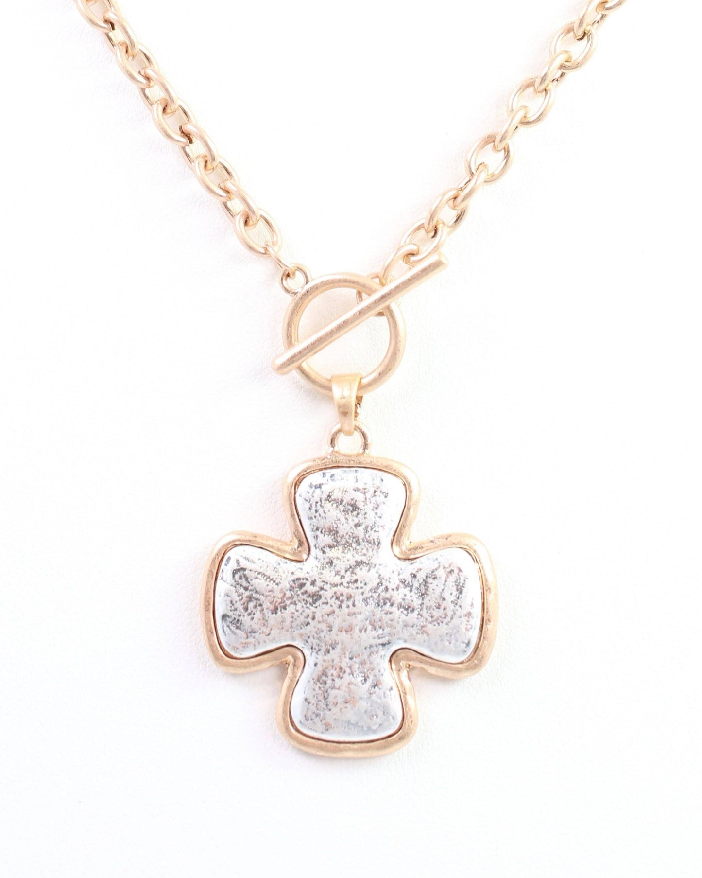Chandi Cross Necklace Worn Silver: Default