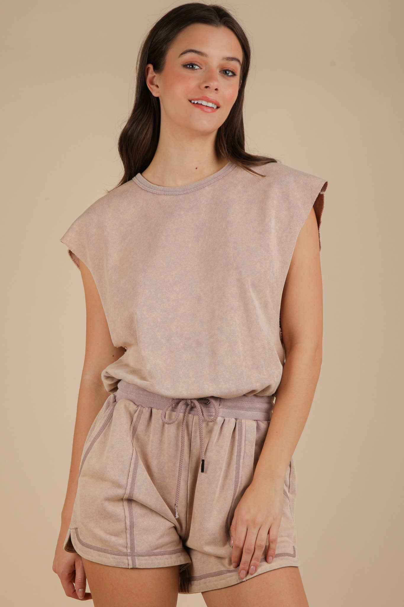 NP70783-Washed Knit Romper w/ Cutout Back