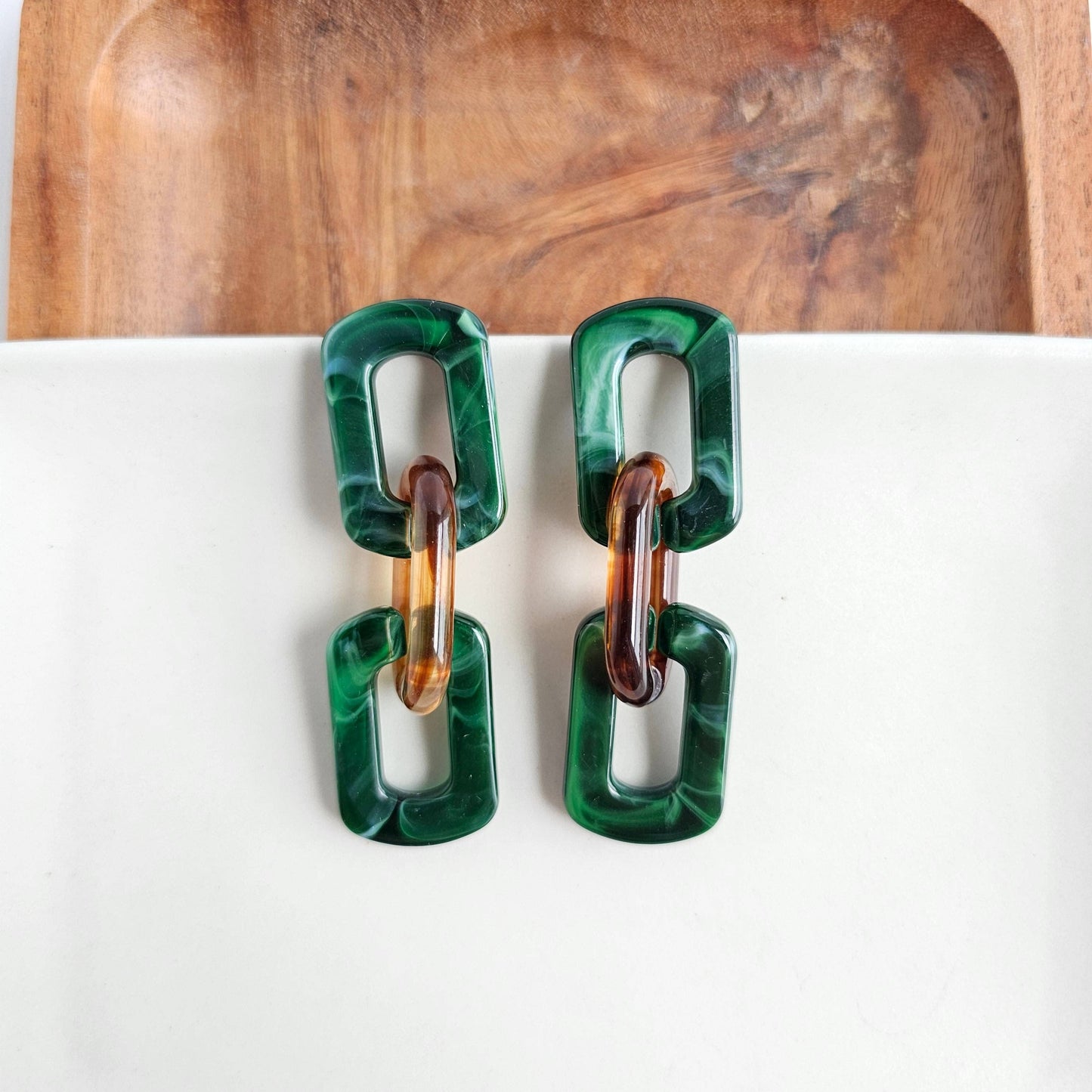 Tabitha Earrings - Forest & Amber // Fall, Jewelry, Gifts