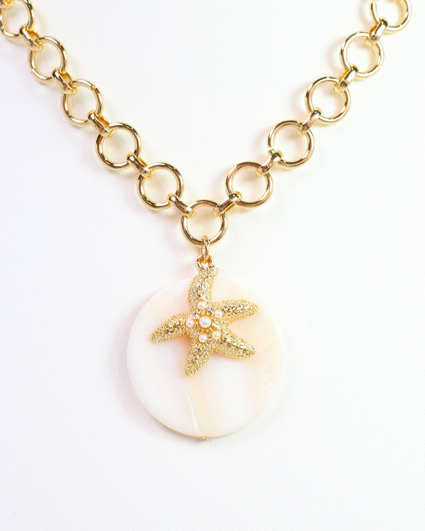 Sandra Shell and Starfish Charm Necklace Gold: Default