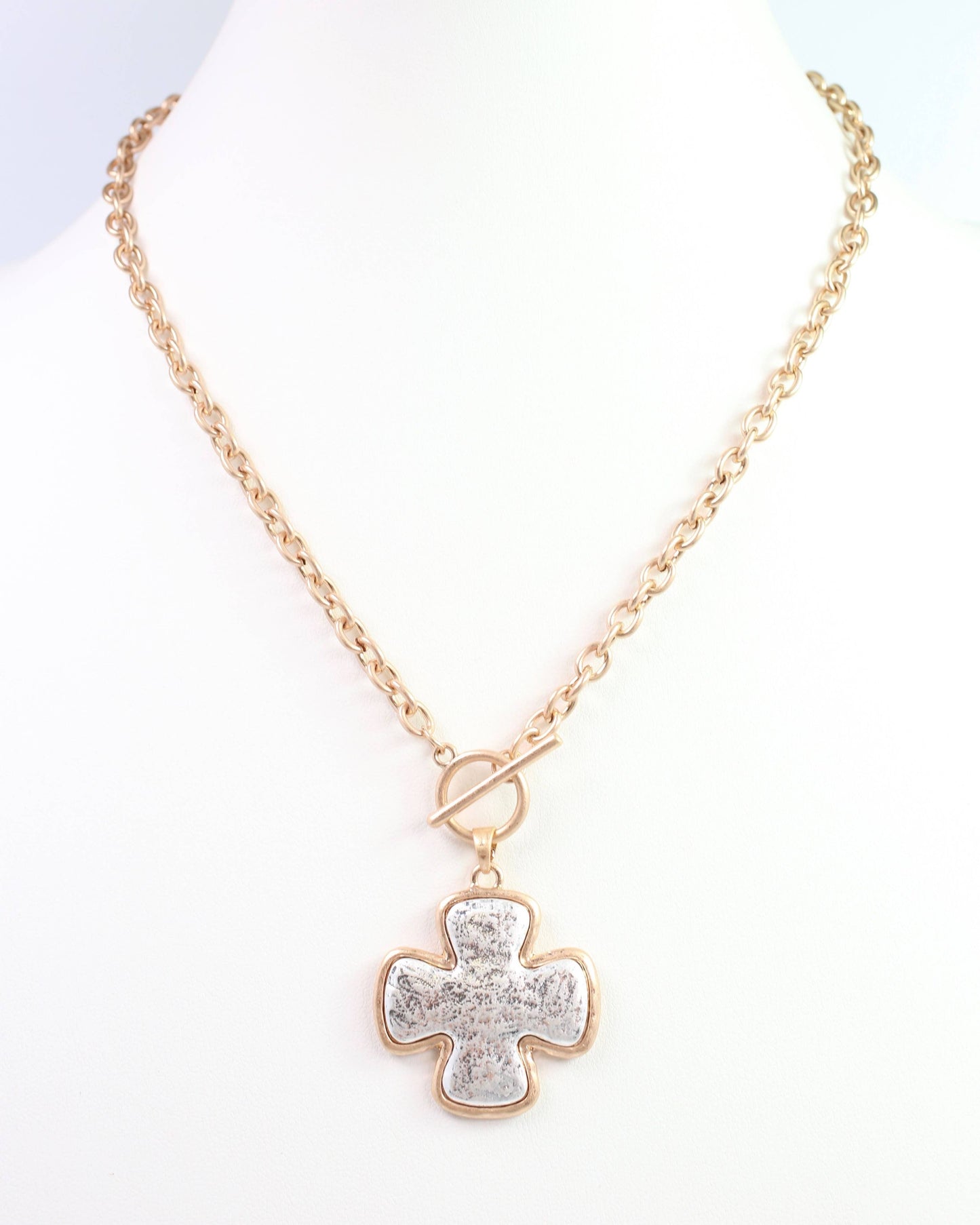 Chandi Cross Necklace Worn Silver: Default
