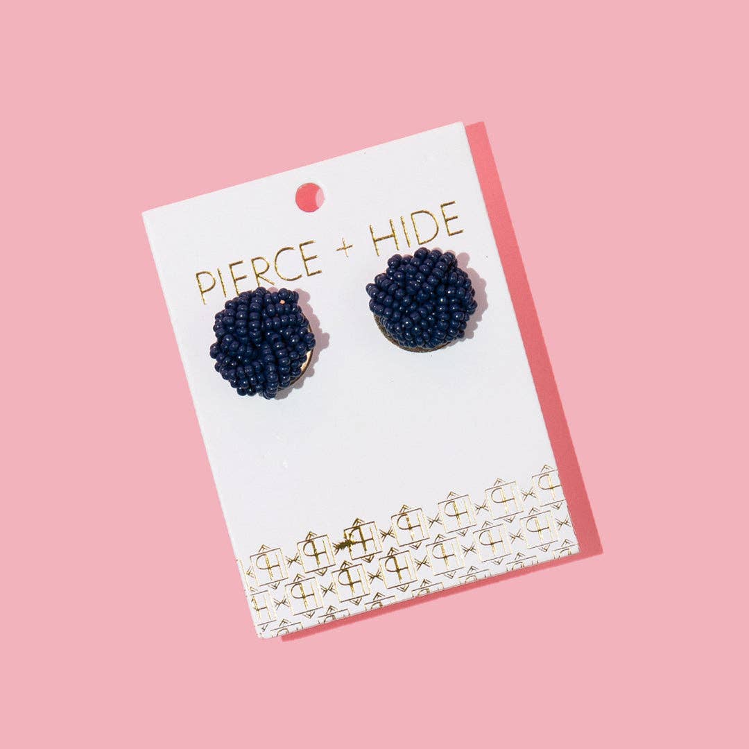 Custom Beaded Knot Stud Earrings | Knotted Stud : Mustard