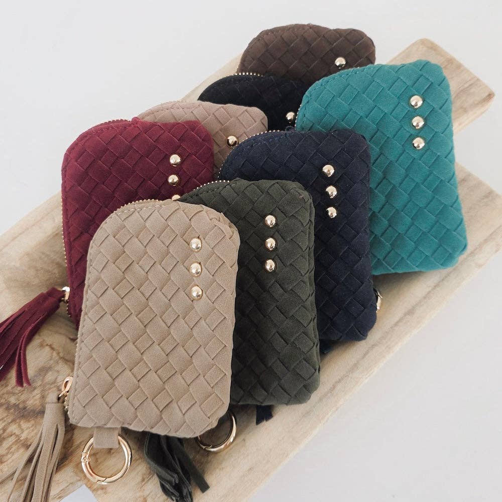 Suede Paris Card Wallet: Burgundy