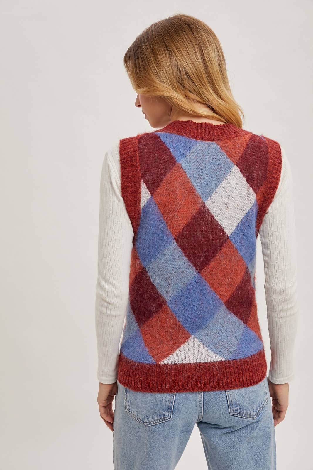 ARGYLE KNIT SWEATER VEST: MUSTARD COMBO