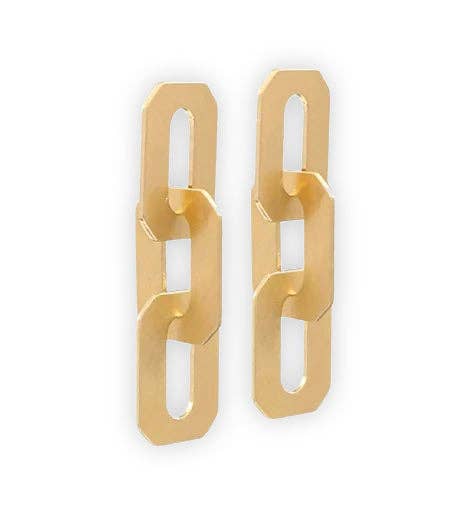 Brushed Gold Chunky Link Earrings | Gold Link Earring