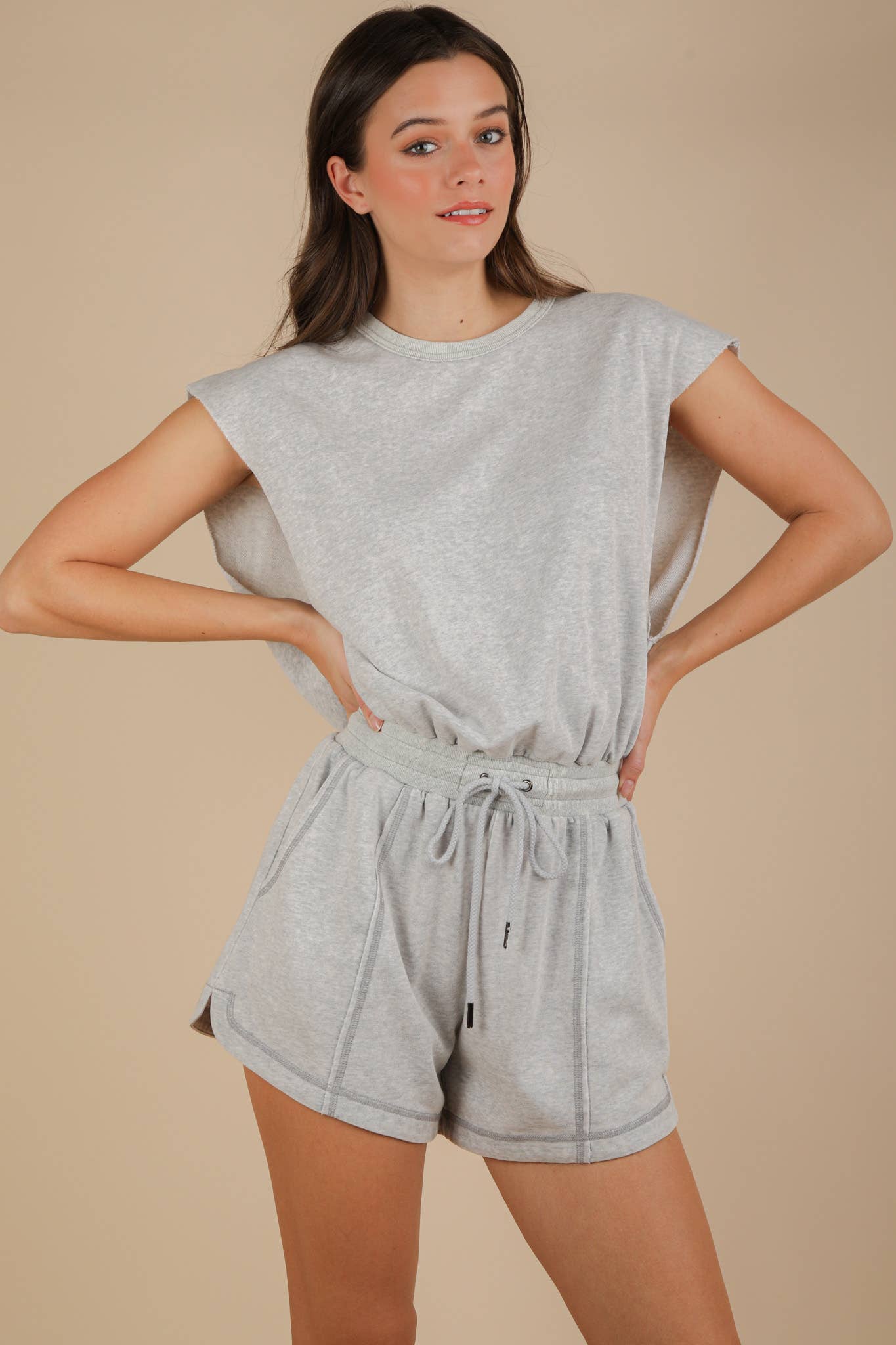 NP70783-Washed Knit Romper w/ Cutout Back