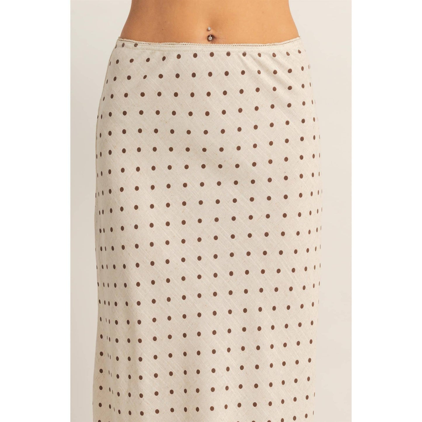 Polka Dot A-Line Skirt: CHESTNUT