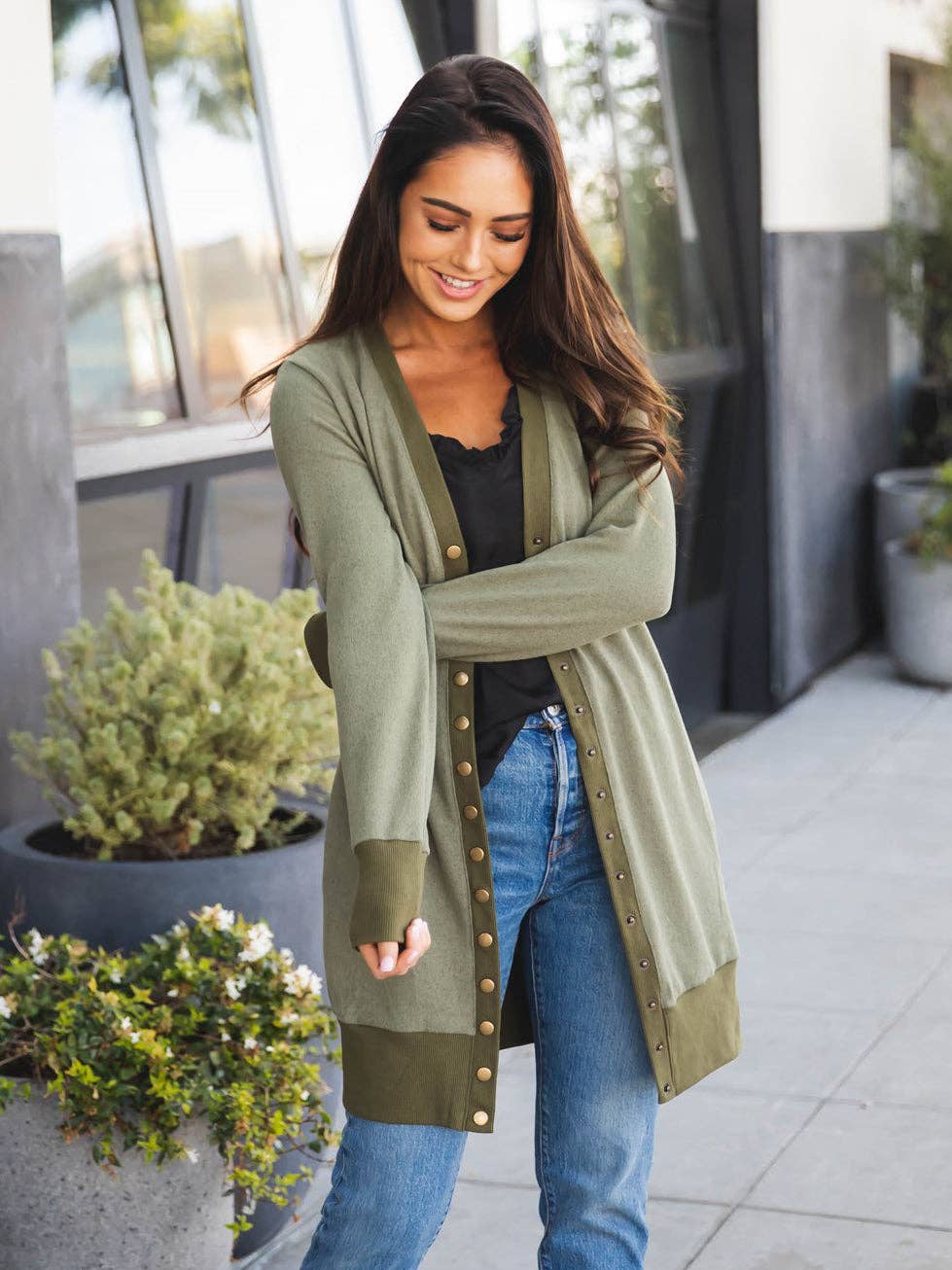 Solid Cleo Snap Cardigan: Yellow / Large
