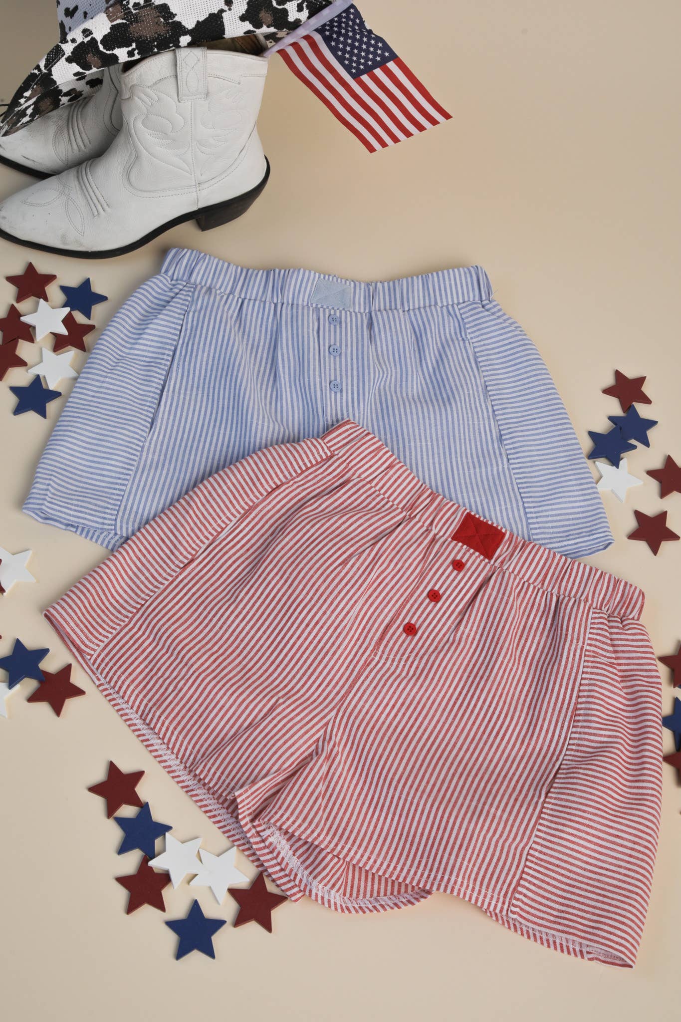 Blue Striped & Checker Boxer Shorts