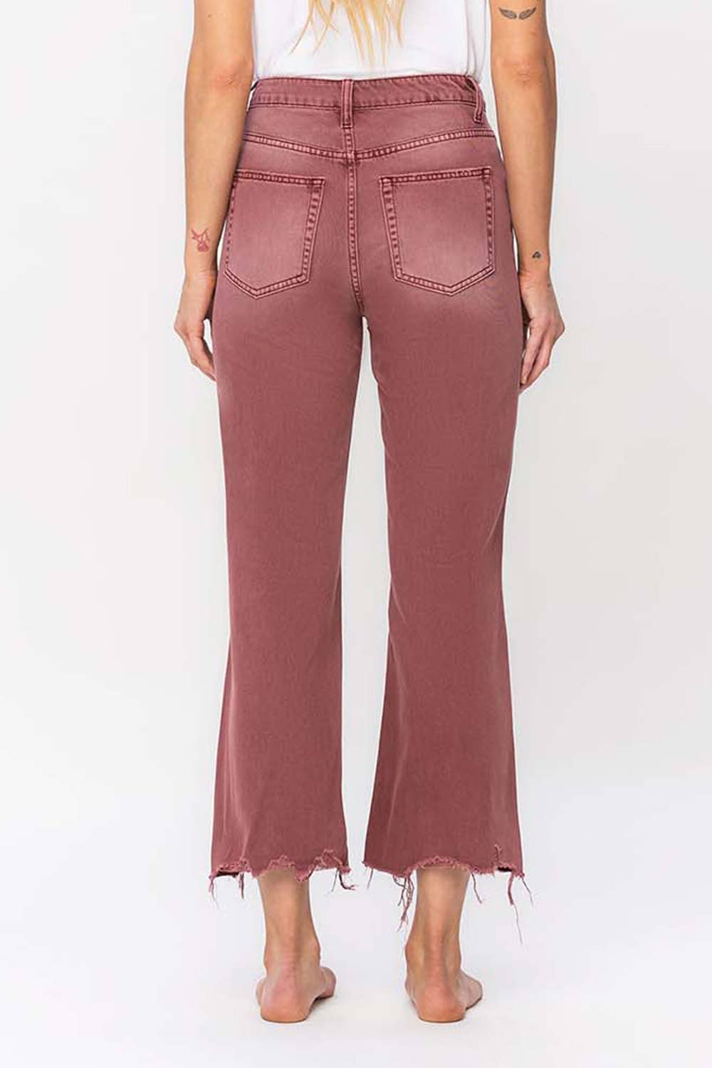 90'S VINTAGE SUPER HIGH RISE CROP FLARE JEANS V2736RU
