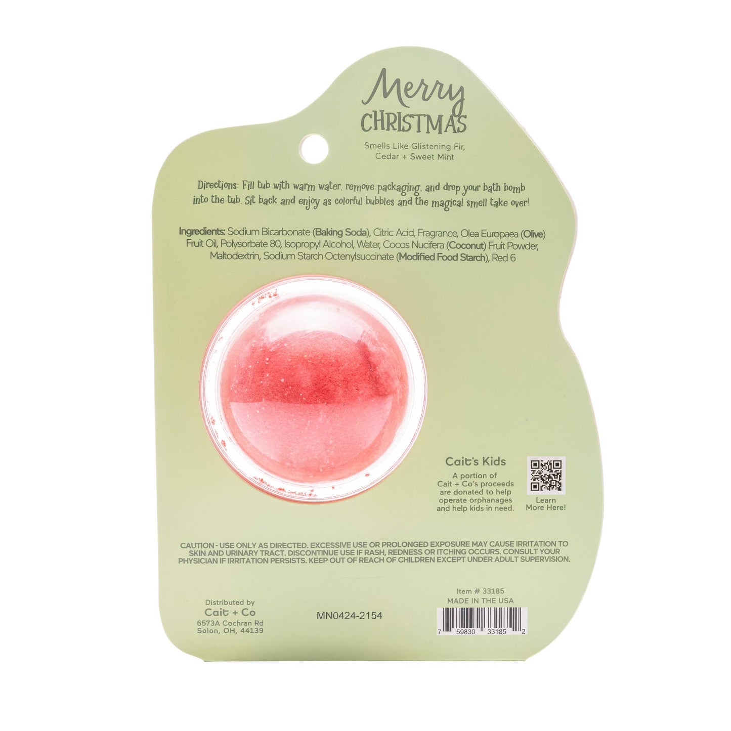 Christmas Tree Clamshell Bath Bomb - Merry Christmas